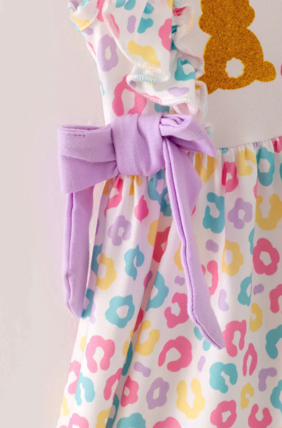 Easter Purple Blue Leopard Bunny Ruffle Girl Dress