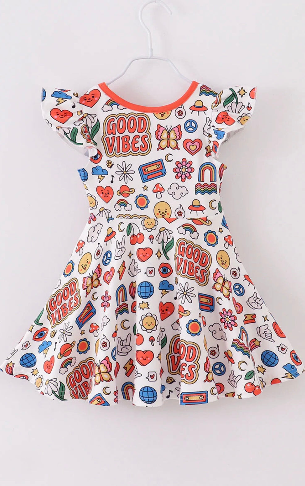 Retro 80s Good Vibes Ruffle Girl Dress