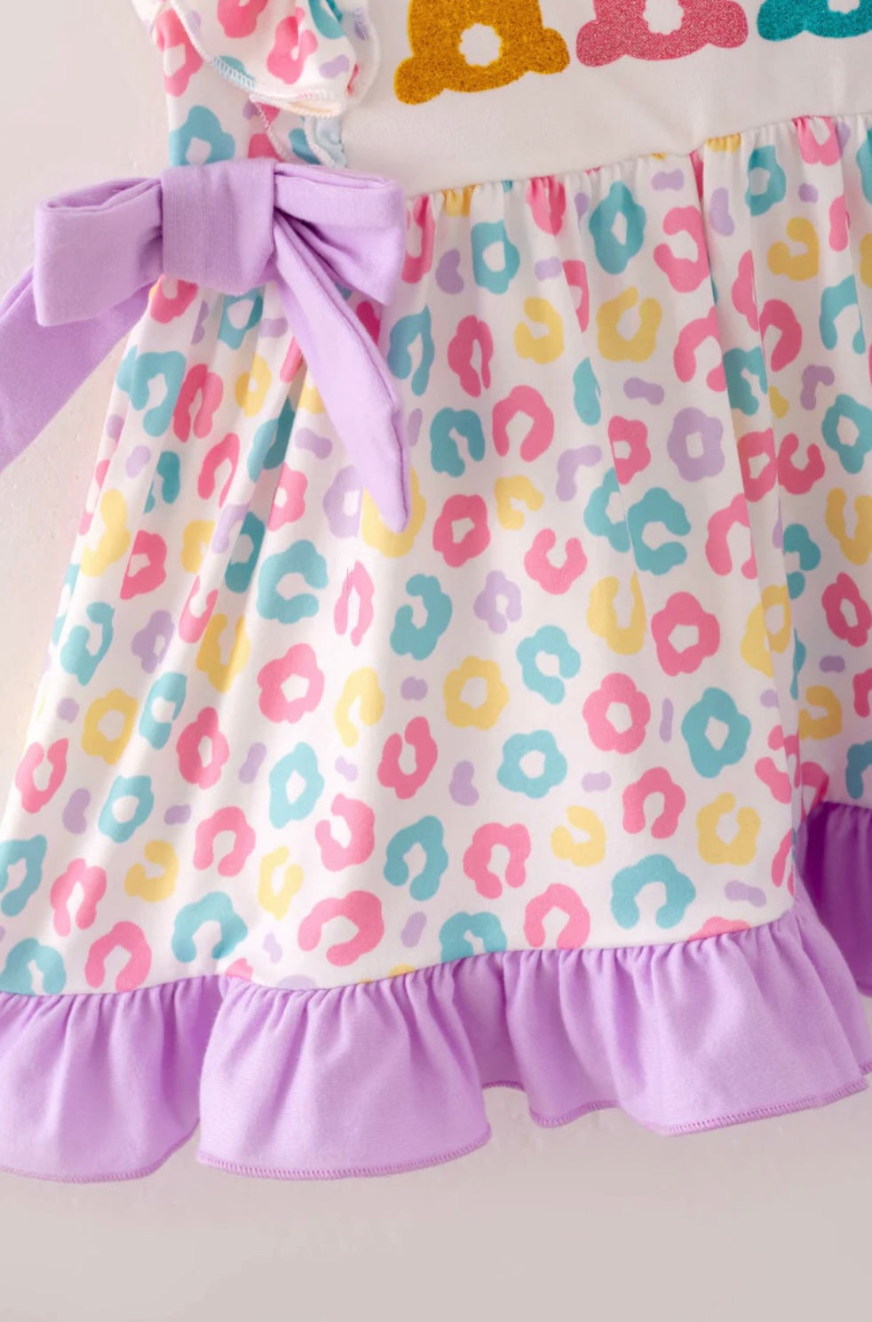 Easter Purple Blue Leopard Bunny Ruffle Girl Outfit