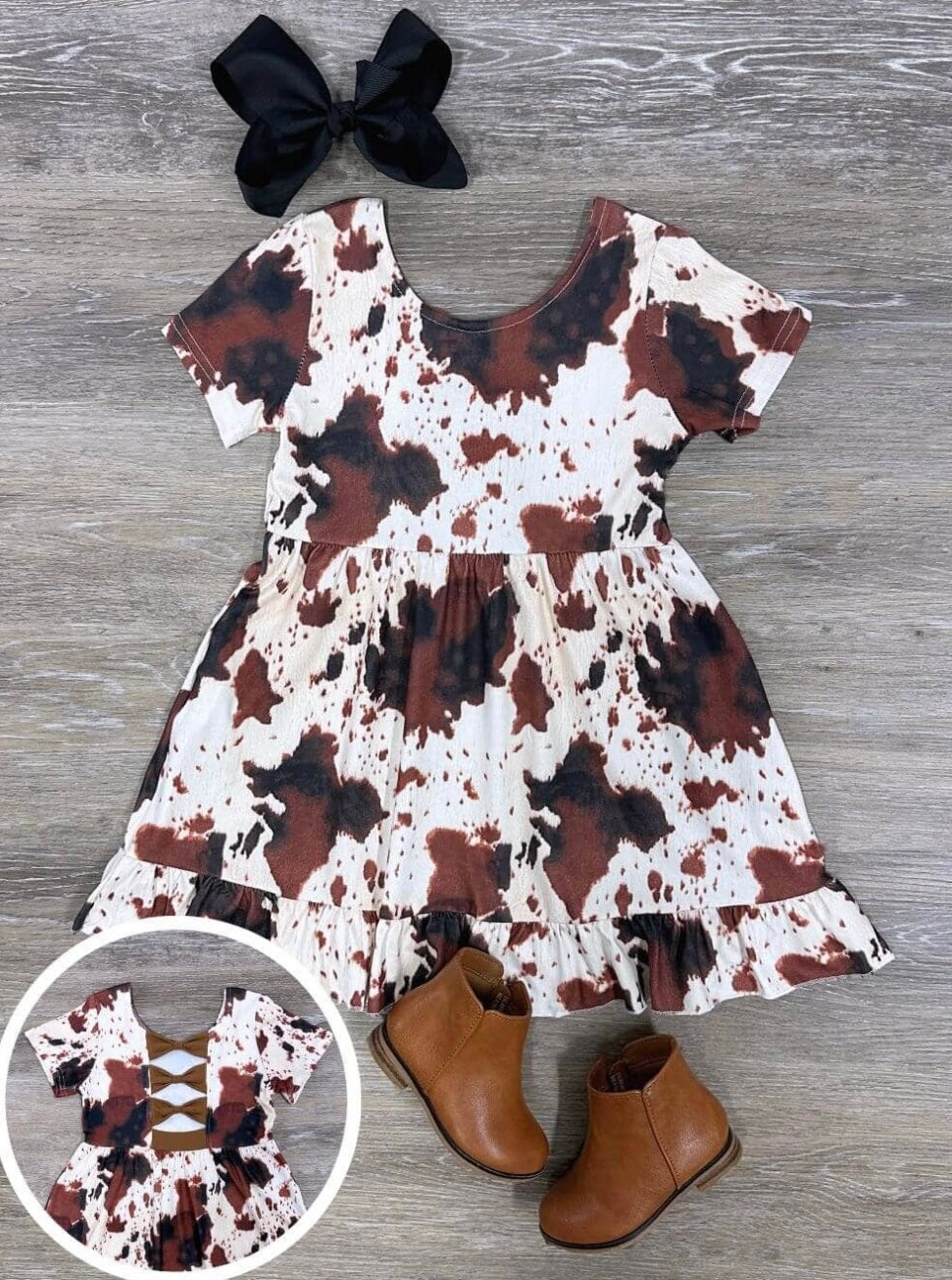 Brown Cow Girls Short Sleeve Dress