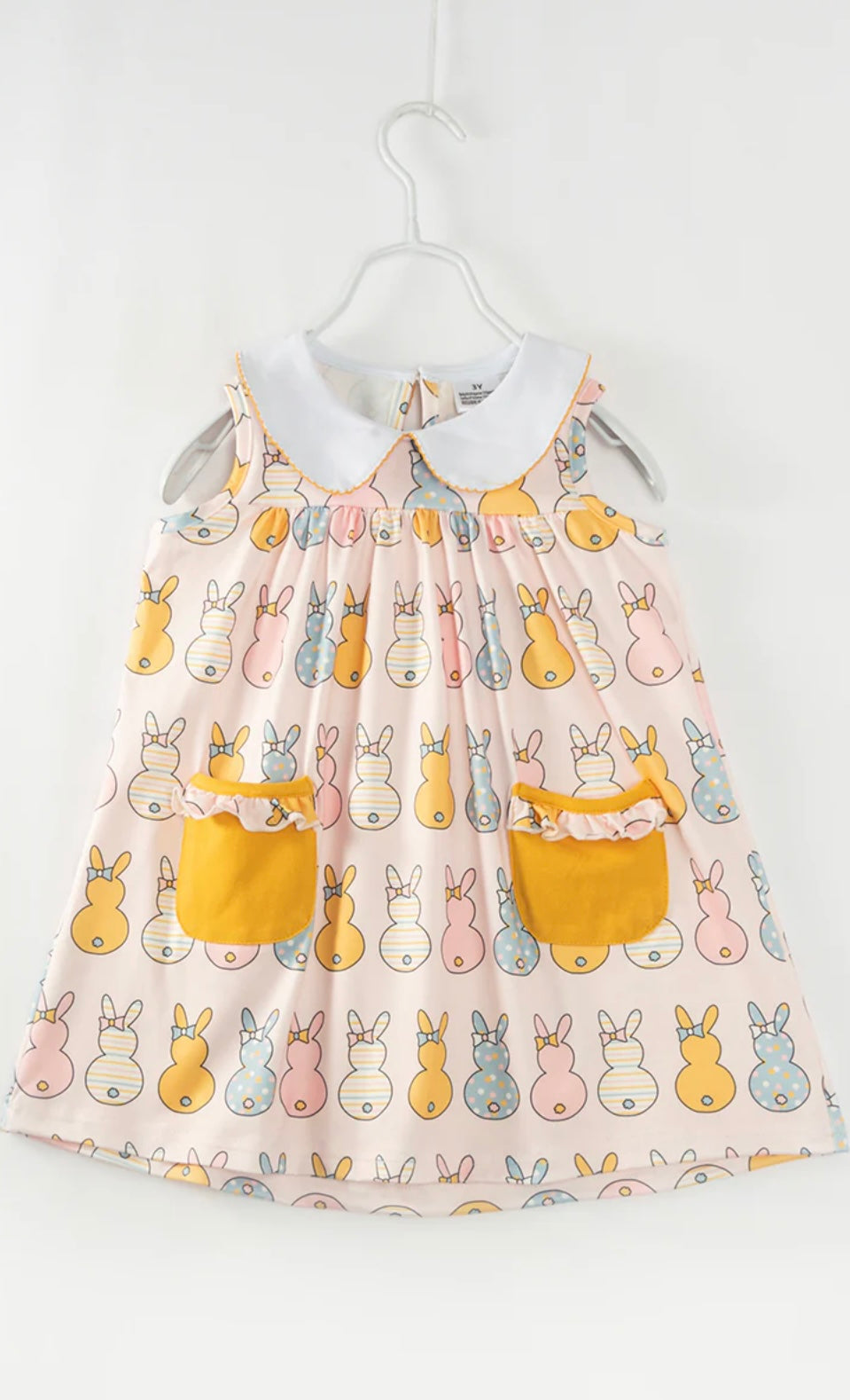 Easter Multicolor Bunny Pocket Girl Dress