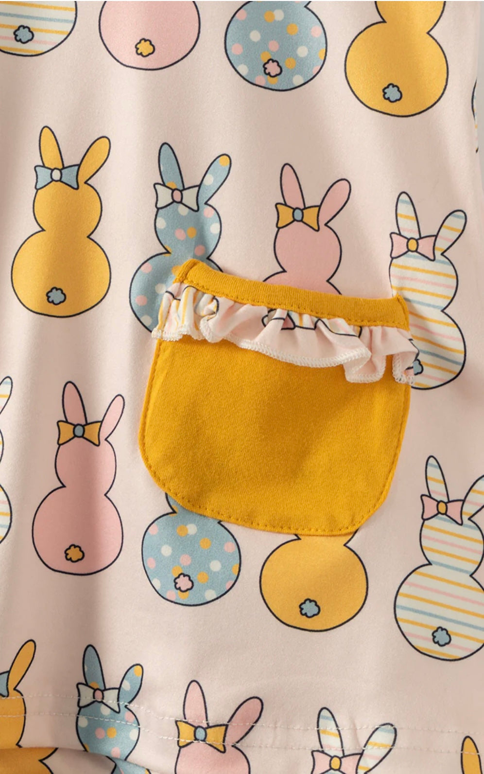 Easter Multicolor Bunny Pocket Girl Short Set