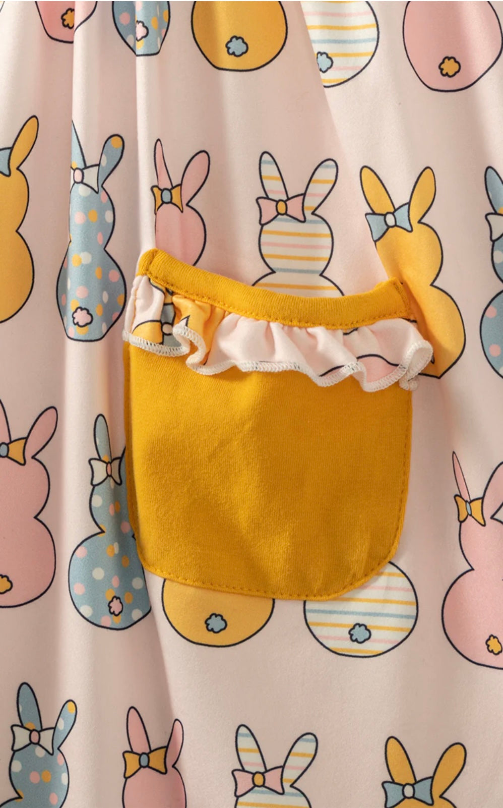 Easter Multicolor Bunny Pocket Girl Dress