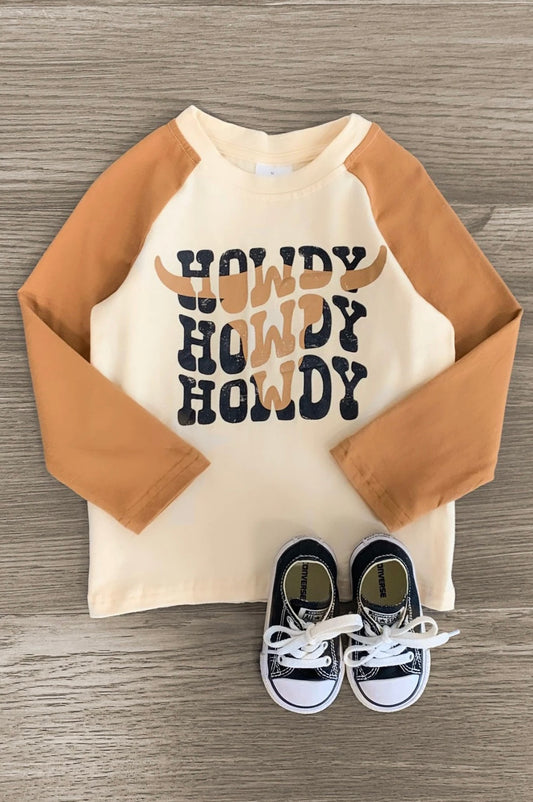 Howdy Tan Long Sleeve Boy T-shirt