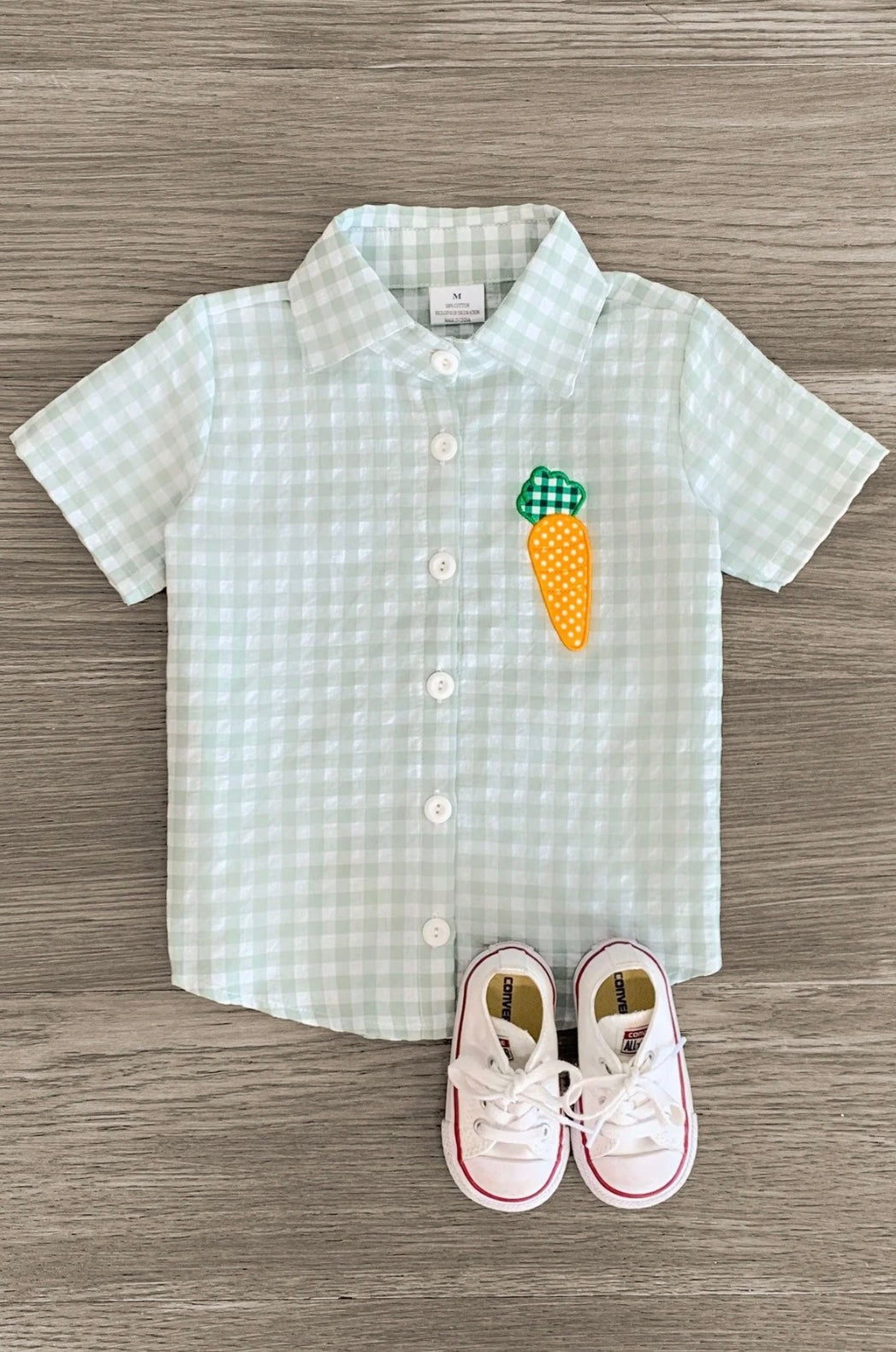 Green Plaid Carrot Pocket Boy Button Down