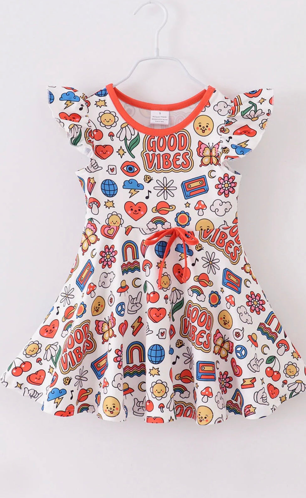 Retro 80s Good Vibes Ruffle Girl Dress