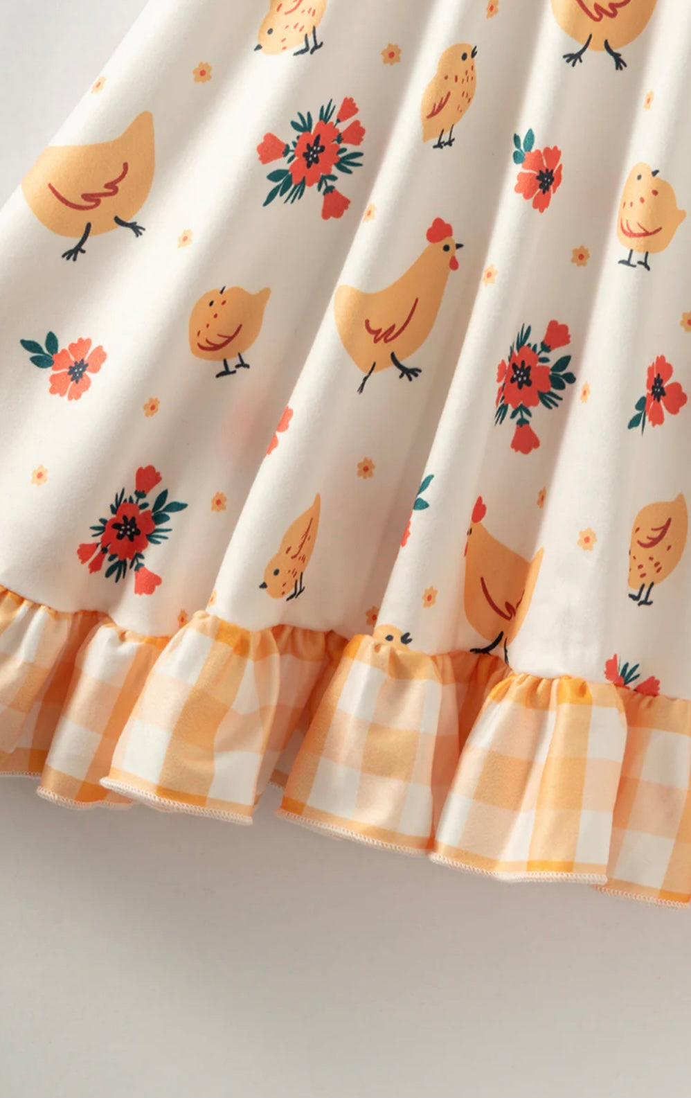 Yellow Chicken Ruffle Girl Twirl Dress