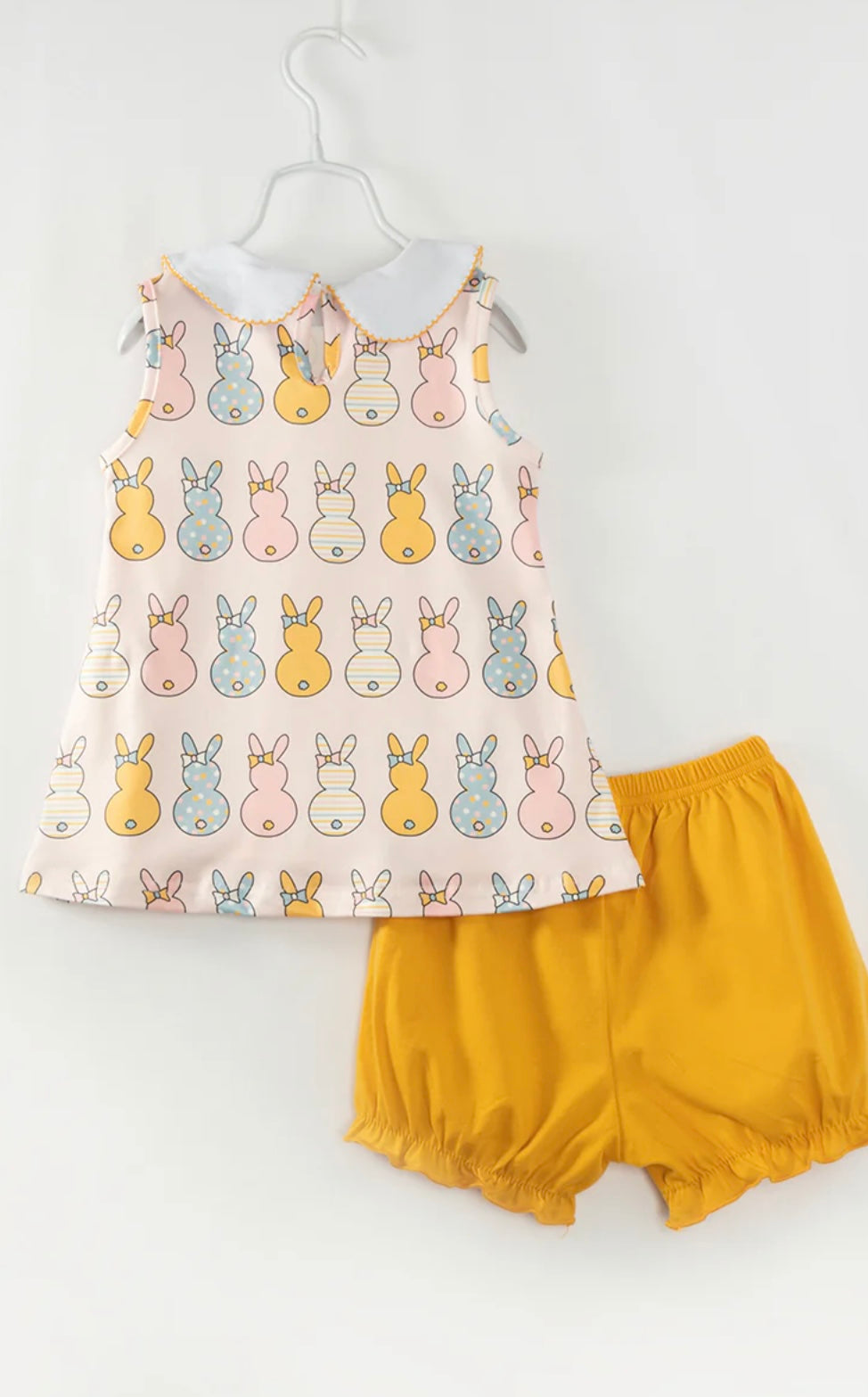 Easter Multicolor Bunny Pocket Girl Short Set