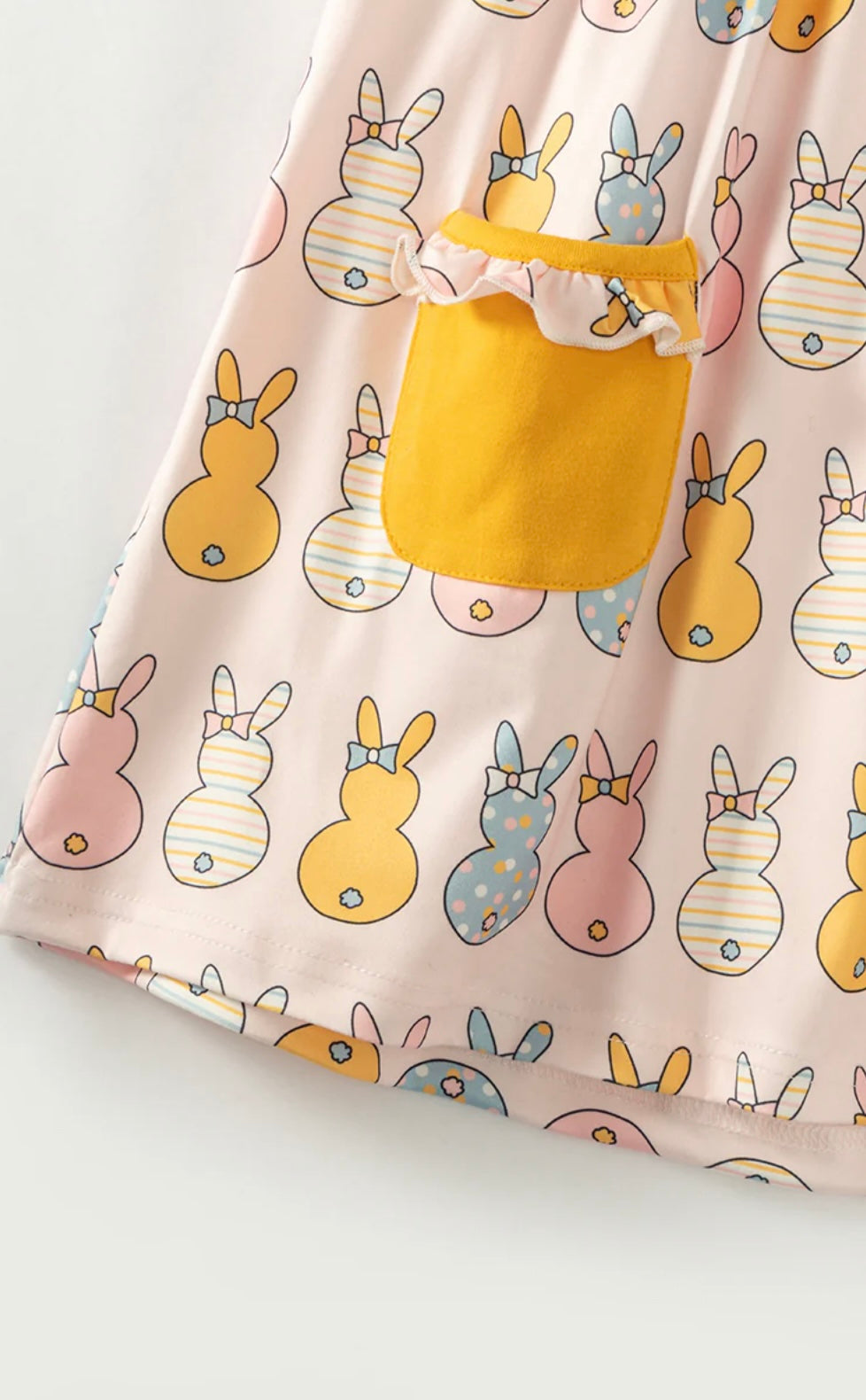 Easter Multicolor Bunny Pocket Girl Dress