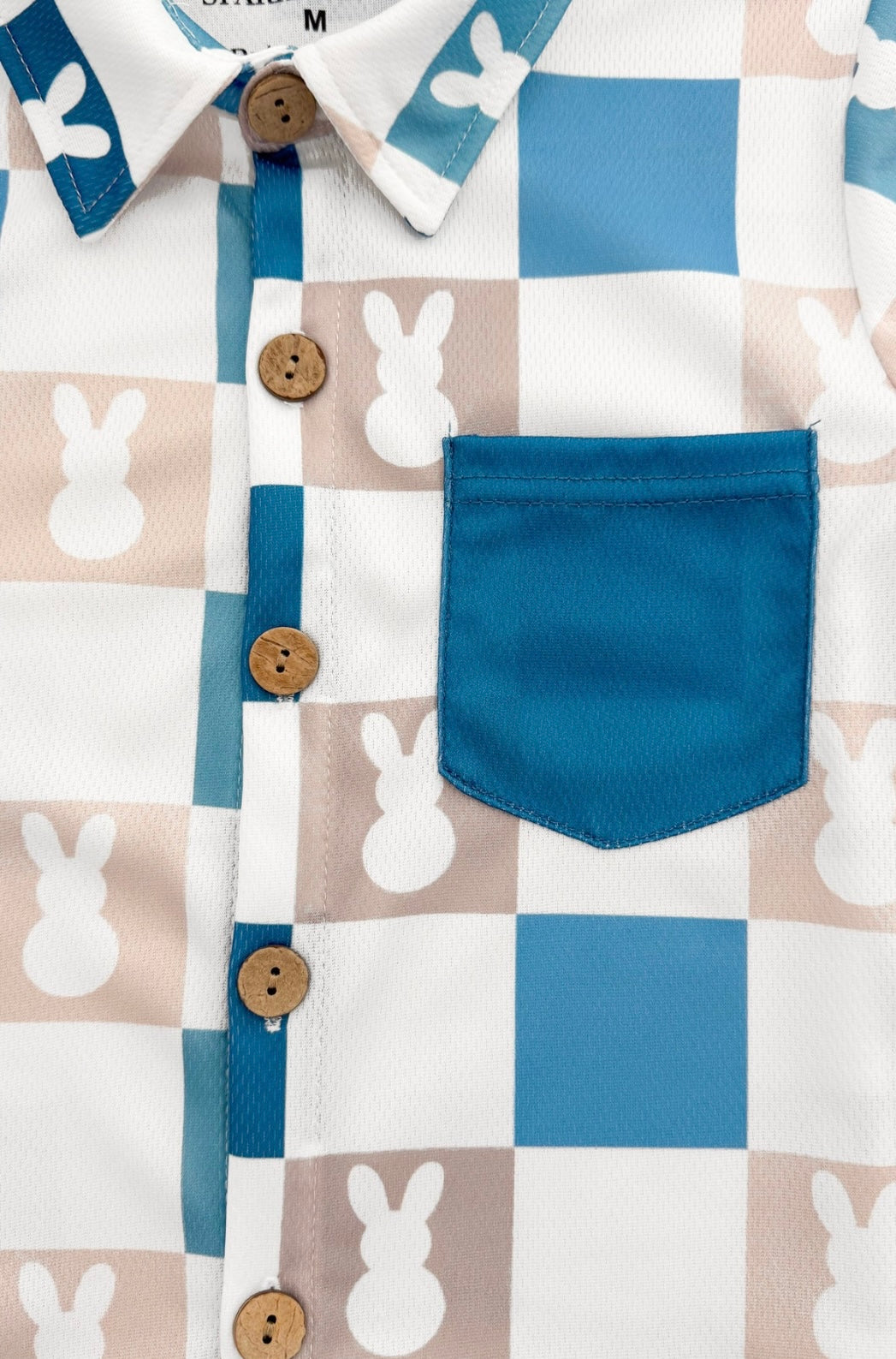 Blue Checkered Bunny Boy Button Down