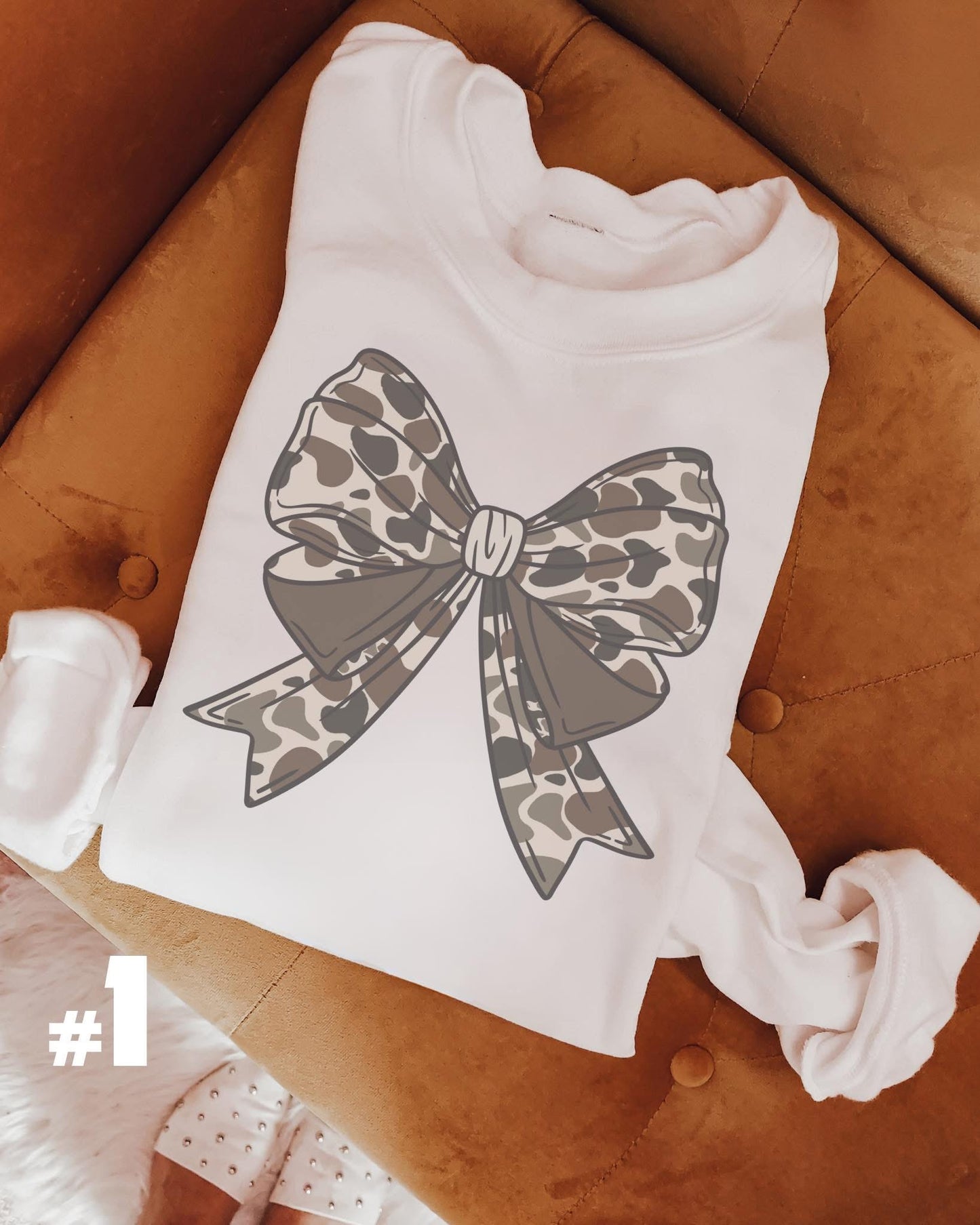 Camouflage Bow Gildan Crew or T-shirt