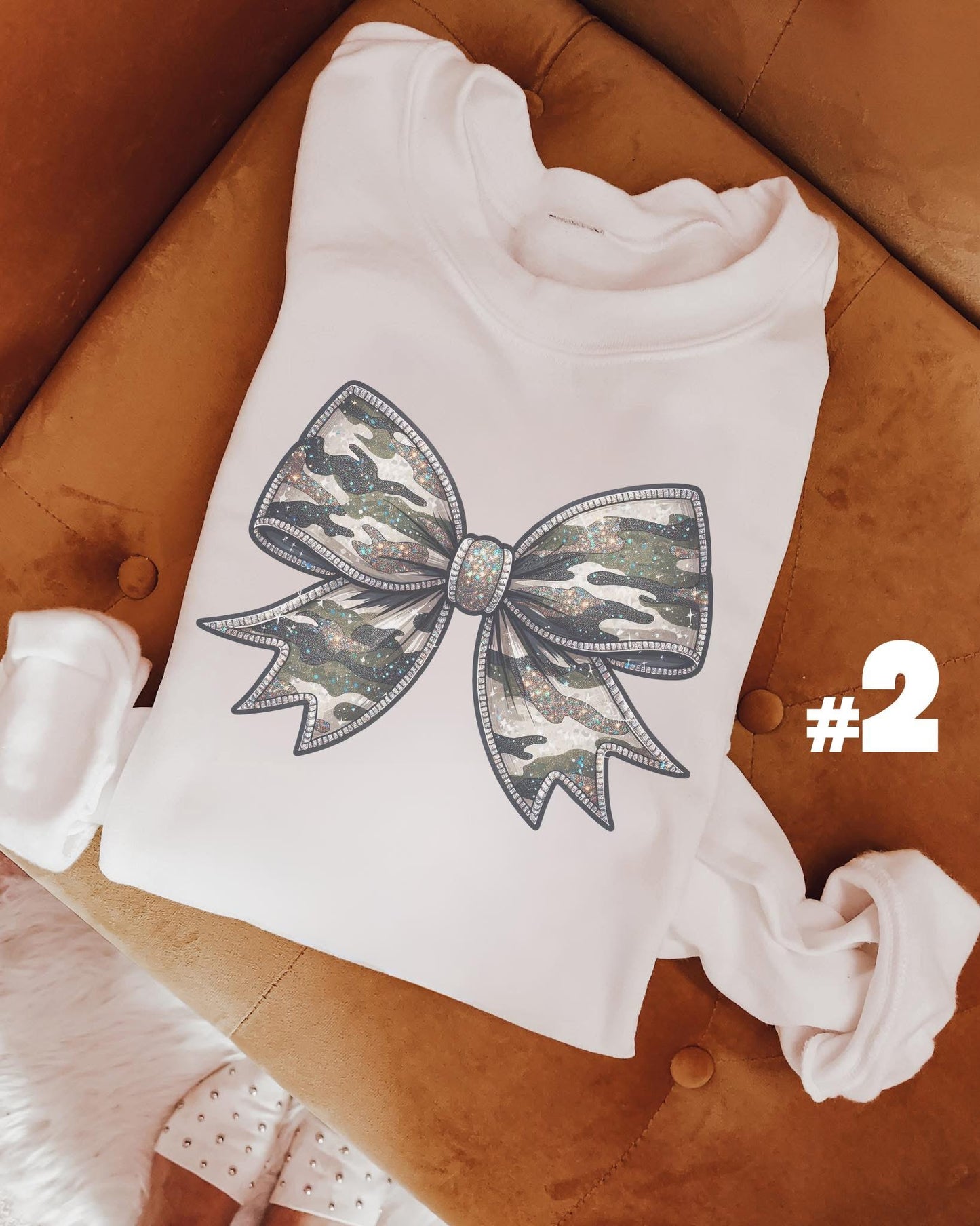 Camouflage Bow Gildan Crew or T-shirt