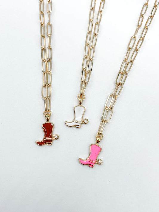 Paperclip Cowboy Boot Necklaces-0