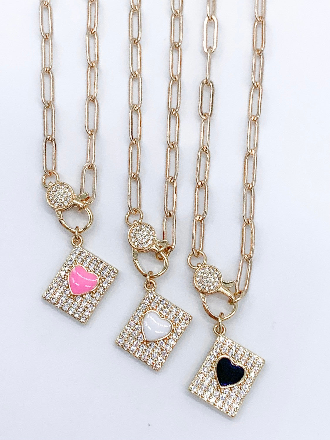 Square Heart Clasp Necklace-0